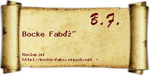 Bocke Fabó névjegykártya
